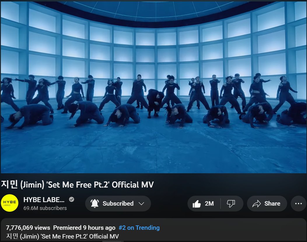 sunflowercharts's tweet photo. .@BTS_twt #Jimin ‘Set Me Free Pt.2’ Official MV มียอดไลก์ทะลุ 2 ล้านแล้วบน YouTube!

พร้อมด้วยยอดวิว 7.7 ล้าน
#2 trending Thailand
#29 trending for music
#2 trending worldwide

(https://t.co/YNhmFWZvV5)

#Jimin_FACE
#SetMeFree_Pt2 https://t.co/2CeV61LdZ9