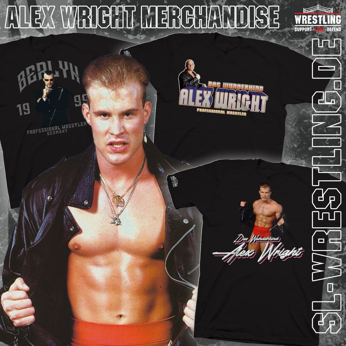 slwrestlingGER's tweet photo. ALEX WRIGHT / BERLYN MERCHANDISE

In unserer breit gefächerten Auswahl findet Ihr unter anderem exklusive Merchandiseartikel von Alex Wright.

https://t.co/epZNqjiADc

#wrestling #merchandise #alexwright #berlyn #wcw #germanwonderkind #wcwnitro #90swrestling #wrestlingshirt https://t.co/xCLDPbCgsp