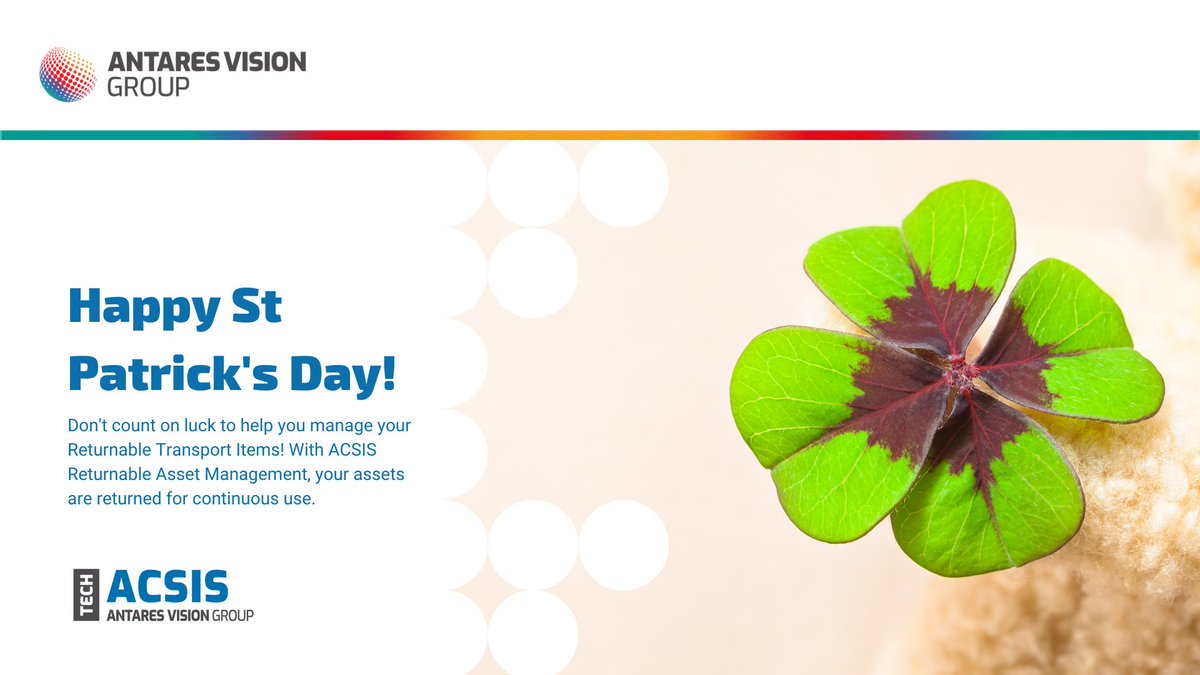It's not easy being GREEN! Happy St. Patrick's Day! 🍀 

Don't count on luck to help you manage your #ReturnableTransportItems! With ACSIS Returnable Asset Management, your assets are returned for continuous use.

Download our Sustainability e-book here: acsisinc.com/sustainability…