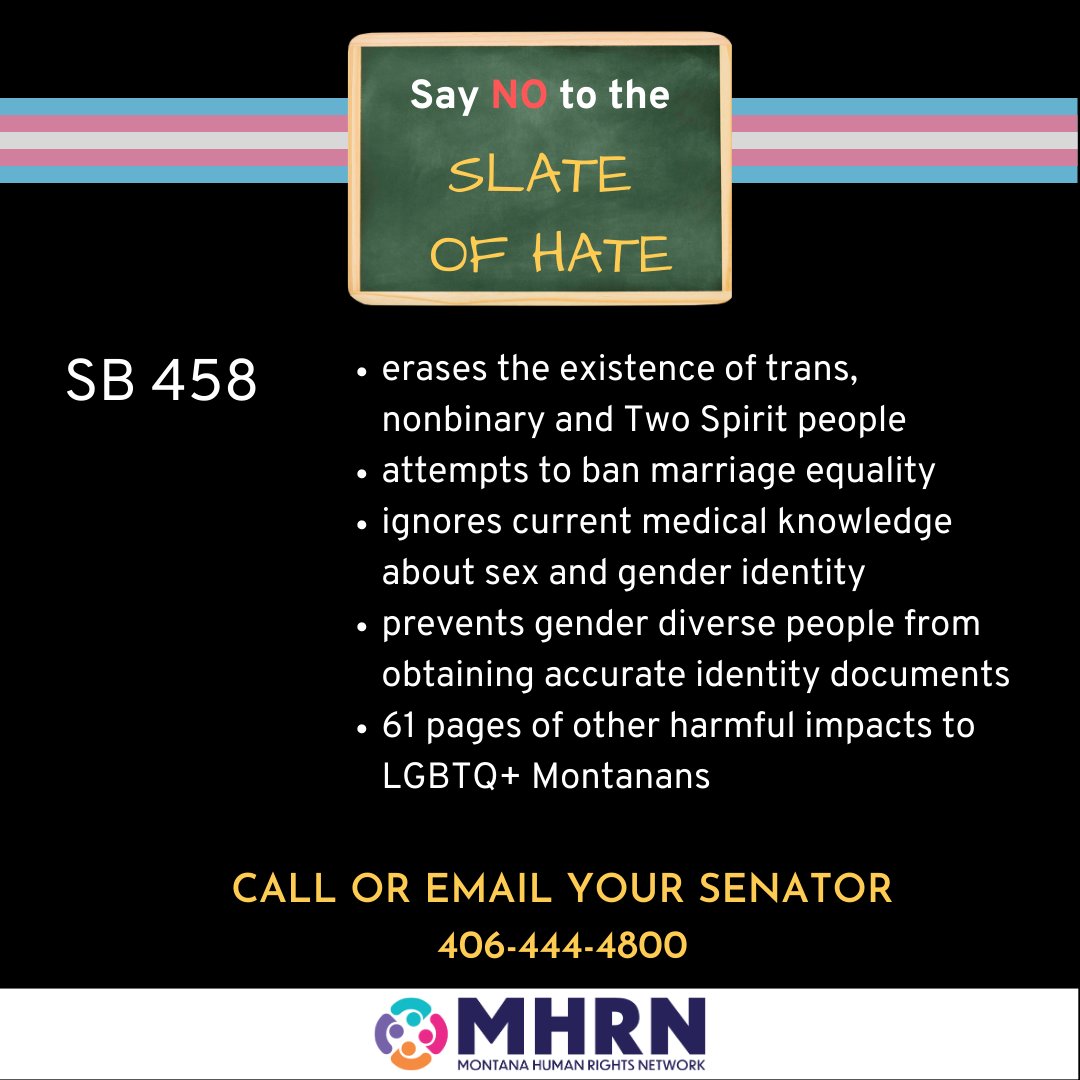 MTHumanRights's tweet photo. What's up today for us in #mtleg? Supporting #SB119, which gives tax relief to Indigenous people putting their private land into their community. Also 3rd reading on #HB458, which is the worst anti-trans bill in the nation. What can you do? See next tweet. /1 https://t.co/72LvDmkBt3