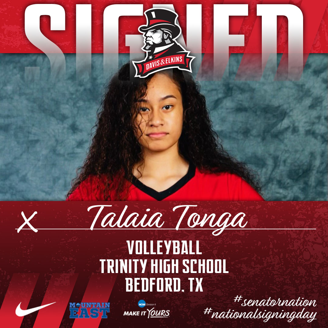 SenatorNation (@senatornation) on Twitter photo Senator Nation is excited to welcome the newest member of <a href="/senatorsVB/">Davis & Elkins Volleyball</a>, Talaia Tonga from Bedford, Texas! Welcome to D&E! #RollSens #signed #committed Senator Nation is excited to welcome the newest member of <a href="/senatorsVB/">Davis & Elkins Volleyball</a>, Talaia Tonga from Bedford, Texas! Welcome to D&E! #RollSens #signed #committed