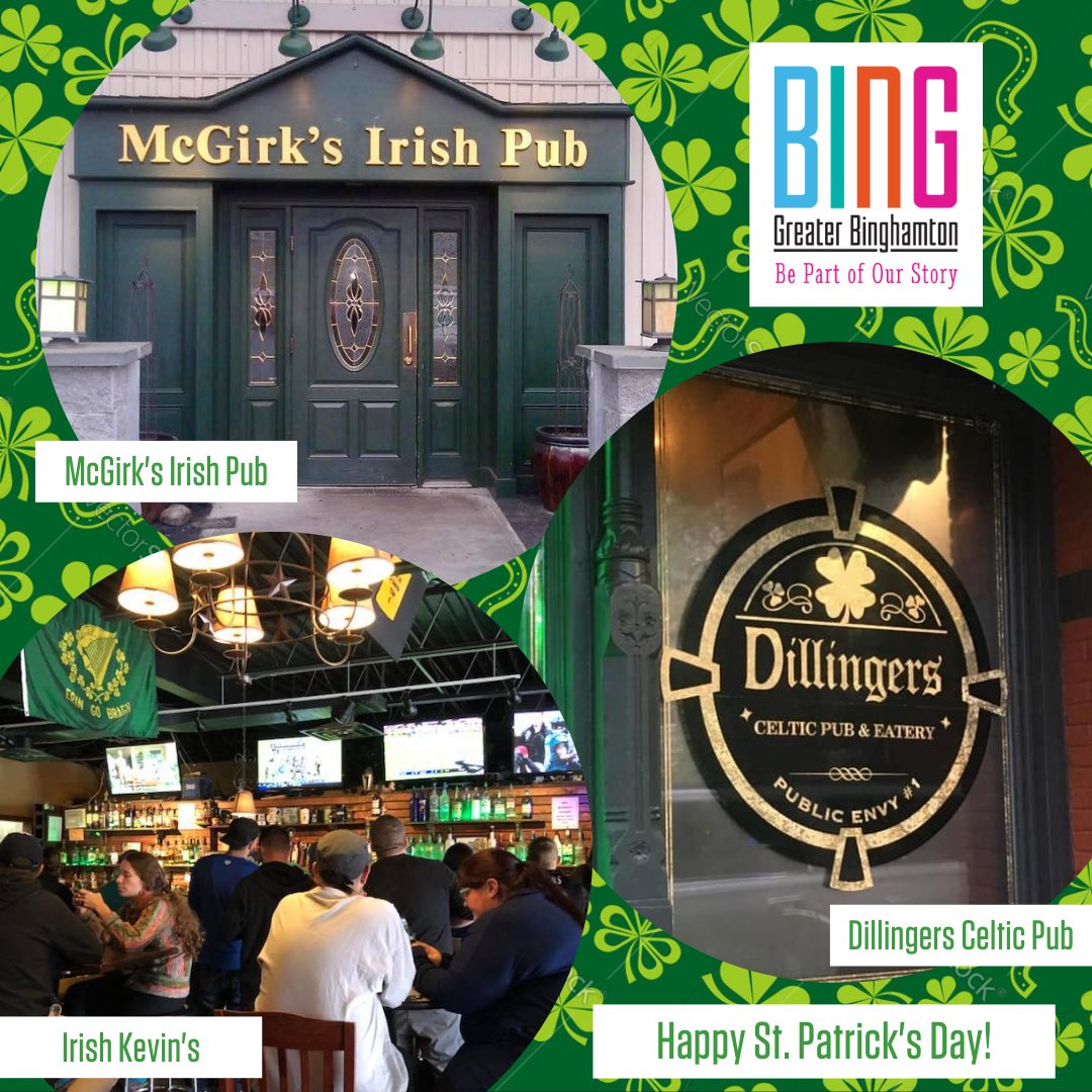 VisitBinghamton's tweet photo. Happy St. Patrickโs Day! Head to any of Binghamtonโs many Irish eateries to celebrate accordingly ๐
#visitbing #bingthings #StPatricksDay https://t.co/HfOJneUVeQ
