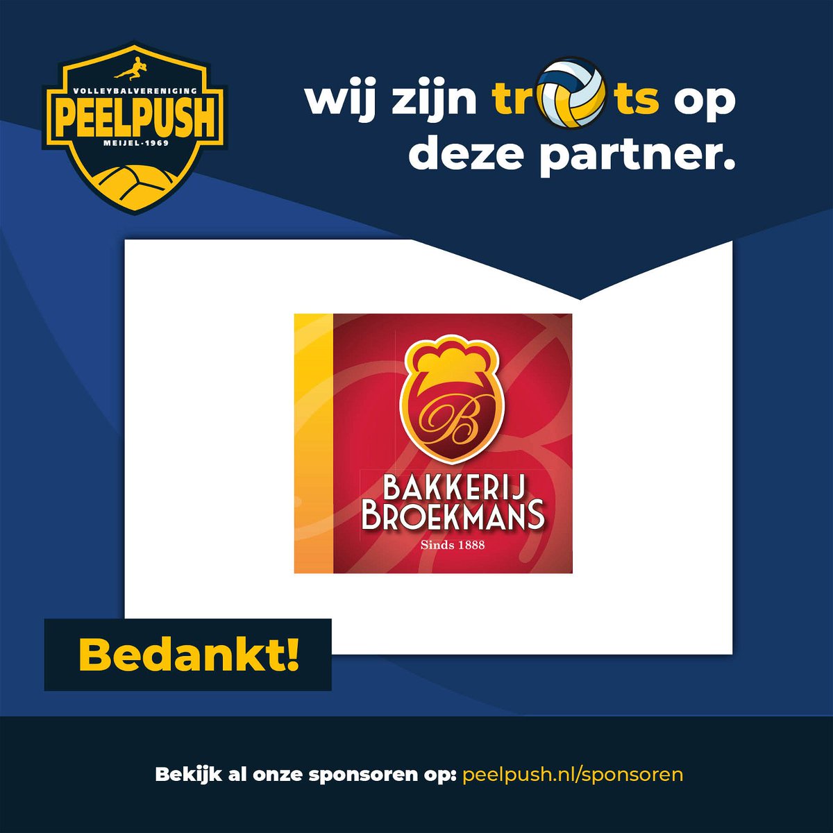 Wij zijn trots op Broekmans als sponsor. Bedankt!
bakkerijbroekmans.nl
#peelpush #sponsor #koopbijonzesponsoren #zondersponsorsgeenclub