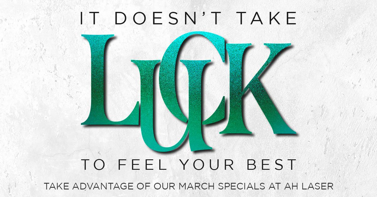AHLaser's tweet photo. Happy #SaintPatricksDay! You don't need #luck to feel your best; AH Laser is here to help. Take advantage of our March specials today!

🟢 10% off #Botox®/#Xeomin®
🟢 10% off #Fillers/#Kybella®
🟢 20% off Services
🟢 20% off Products

💻 https://t.co/VGUXvDU1ip https://t.co/9SNWASmmAO