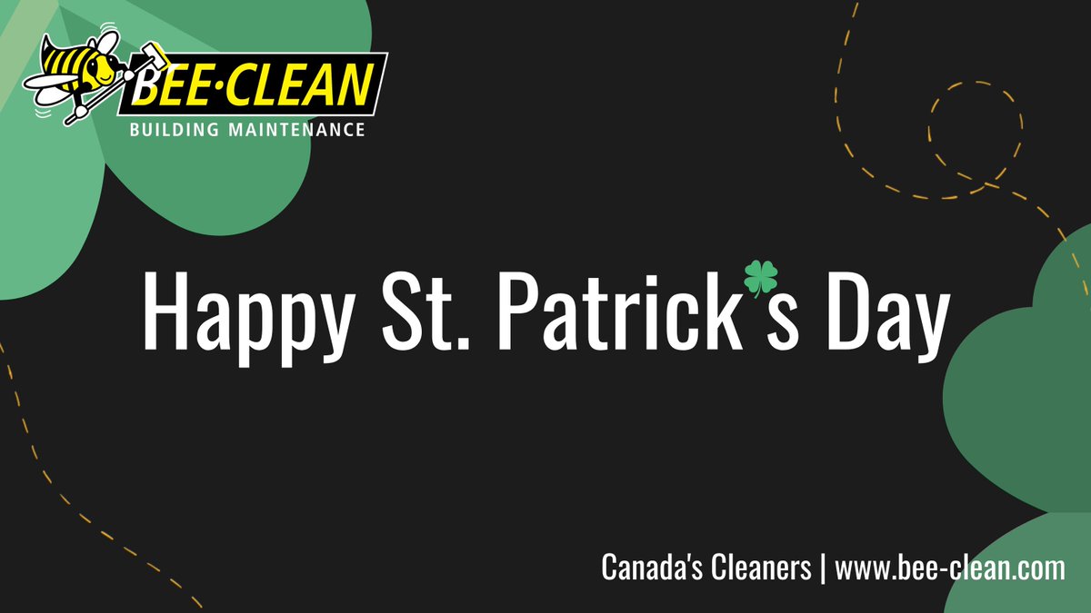 BeeCleanCanada's tweet photo. Happy St. Patrick's Day!

As a commercial cleaning company, we may not be able to help you find a pot of gold at the end of the rainbow, but we can make your facility sparkling clean and smelling fresh as a field of clovers! 🍀

#TeamBeeClean #StPatricksDay https://t.co/csgt6kR1OJ