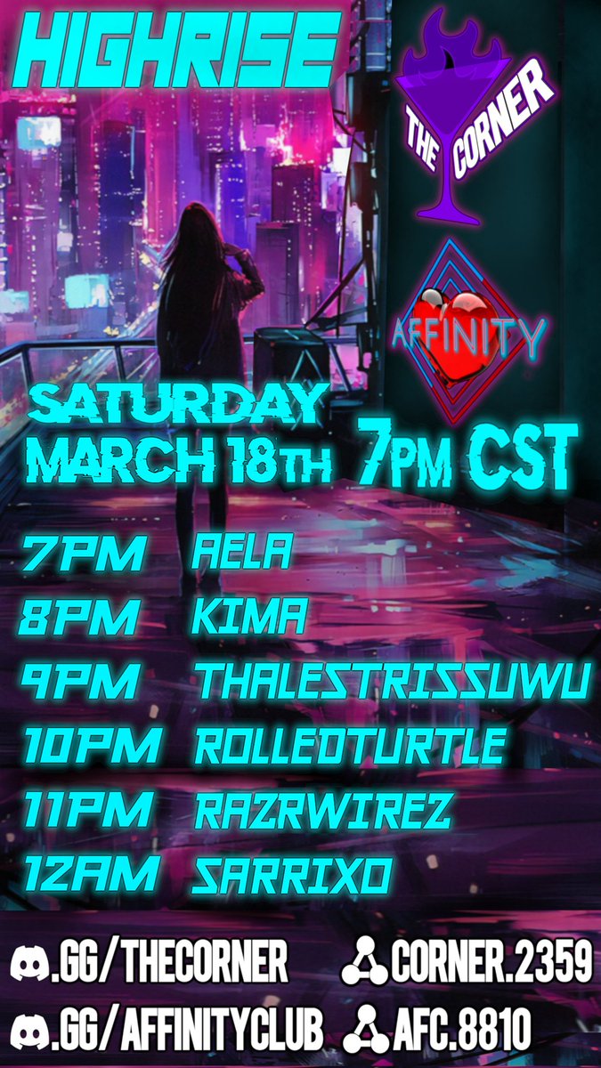 thecornervr's tweet photo. Join us tomorrow for a night to remember~ Our friends from Affinity Club will be visiting The Corner for this collab event! https://t.co/IOTOXJclVw https://t.co/OEeK7xoOev