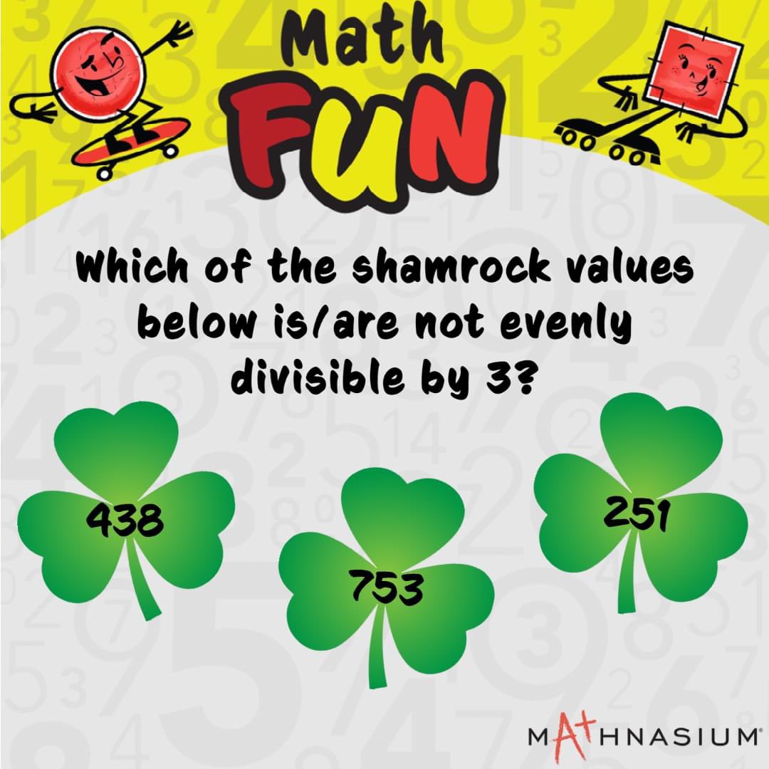 It’s #StPatricksDay, and we’re celebrating the occasion with some shamrock #mathfun! So fire up those mental math muscles and tell us your answers in the comments. With a “wee bit o’ luck” and a whole lot of skill, we expect you’ll get things right! ☘️ #Mathnasium #CLTM #Holiday