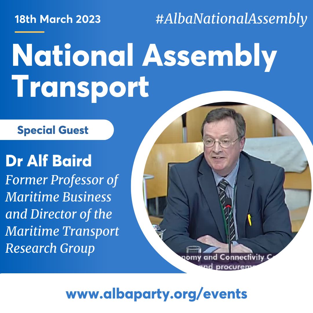 AlbaParty's tweet photo. We are delighted to announce Dr Alf Baird as one of our guest speakers at tomorrow's National Assembly on Transport in Scotland.
๐ซ RSVP here: https://t.co/8pXyJ9KlqI
๐ All Welcome
#AlbaNationalAssembly ๐ด๓ ง๓ ข๓ ณ๓ ฃ๓ ด๓ ฟ https://t.co/geVE3fa11V