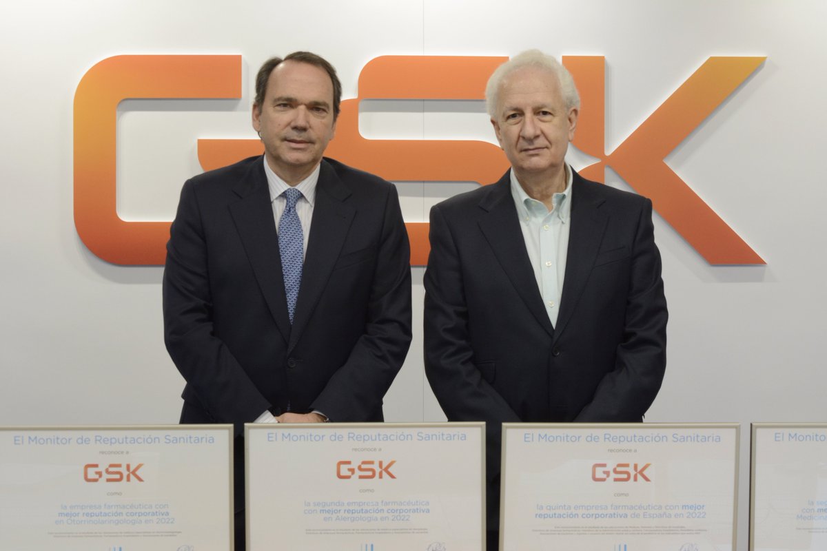 Merco (@mercoranking) on Twitter photo ⚕️Recientemente, MRS reconoció en su última edición a <a href="/GSK_ES/">GSK España</a> como la 5ª empresa farmacéutica con mejor reputación de España. Dicho reconocimiento fue otorgado por <a href="/SansegundoJm/">José María</a>, director de MRS, a <a href="/GuillermodeJuan/">Guillermo de Juan</a>, vicepresidente de GSK en Europa.
➡️bit.ly/3LvsSOU ⚕️Recientemente, MRS reconoció en su última edición a <a href="/GSK_ES/">GSK España</a> como la 5ª empresa farmacéutica con mejor reputación de España. Dicho reconocimiento fue otorgado por <a href="/SansegundoJm/">José María</a>, director de MRS, a <a href="/GuillermodeJuan/">Guillermo de Juan</a>, vicepresidente de GSK en Europa.
➡️bit.ly/3LvsSOU