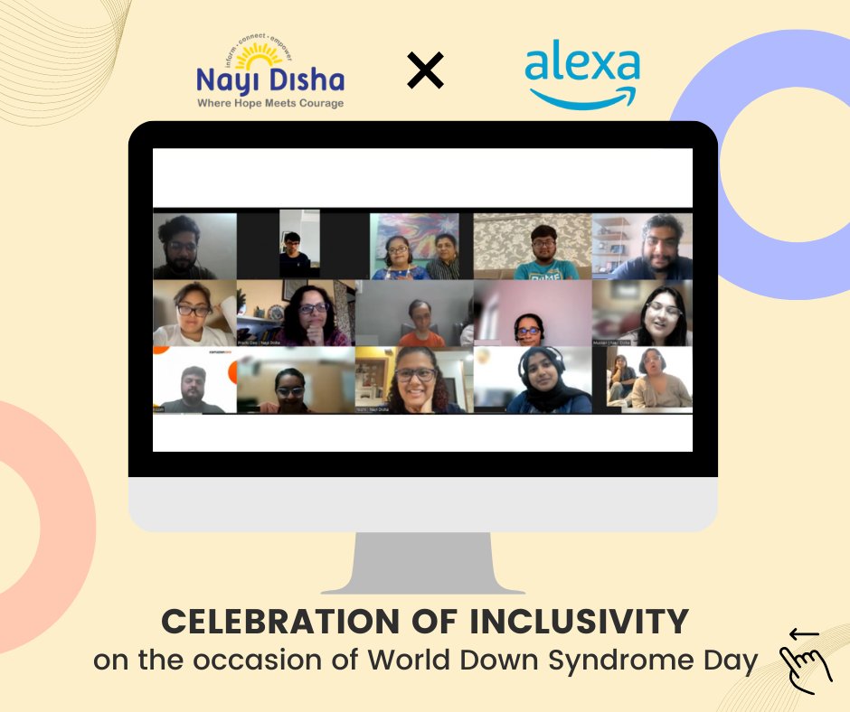 NayiDisha_'s tweet photo. Nayi Disha & Amazon Alexa team collaborated for a virtual event on #DownSyndrome .
7 artistic young adults with Down Syndrome teamed up with Amazonians and gave captions to their incredible artwork.
#AlexaForEveryone
#AmazonAlexa
#InclusionMatters
@AmazonNews_IN @AmazonAlexaIN https://t.co/OM6kW2PEvR