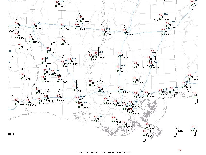 Red numbers are temps. You can see the much colder air just behind the front. Don’t be fooled by the warm morning!