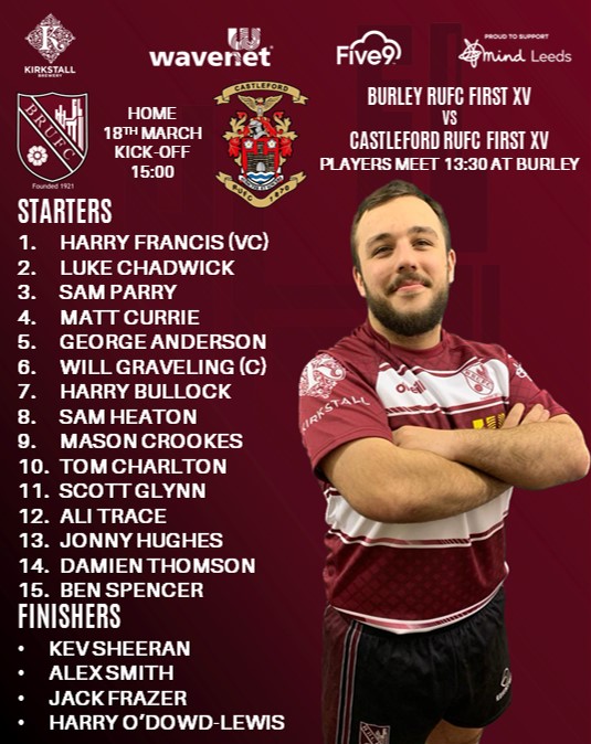 BurleyRUFC's tweet photo. #match #announcement 📢 This #Saturday the Burley RUFC First XV host @Castleford_RUFC First XV at home! #supporters #welcome to join us for what's sure to be a #thrilling match! 🏉 #refreshments #availble from the #clubhouse ☕🍻 #players meet 13:30 with #kickoff at 15:00. https://t.co/MXLCgzLMgy