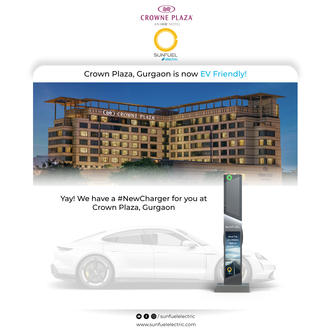 sunfuelelectric's tweet photo. Exciting news! Crowne Plaza Gurgaon has become EV-friendly with the installation of Sunfuel’s charging stations.
Stay charged and eco-friendly during your stay!
#EVenabled #GreenHospitality #freedomEVerywhere #EVcharging #EVchargingstation #EVsustainability #greentravel https://t.co/cY8lzR5RL4