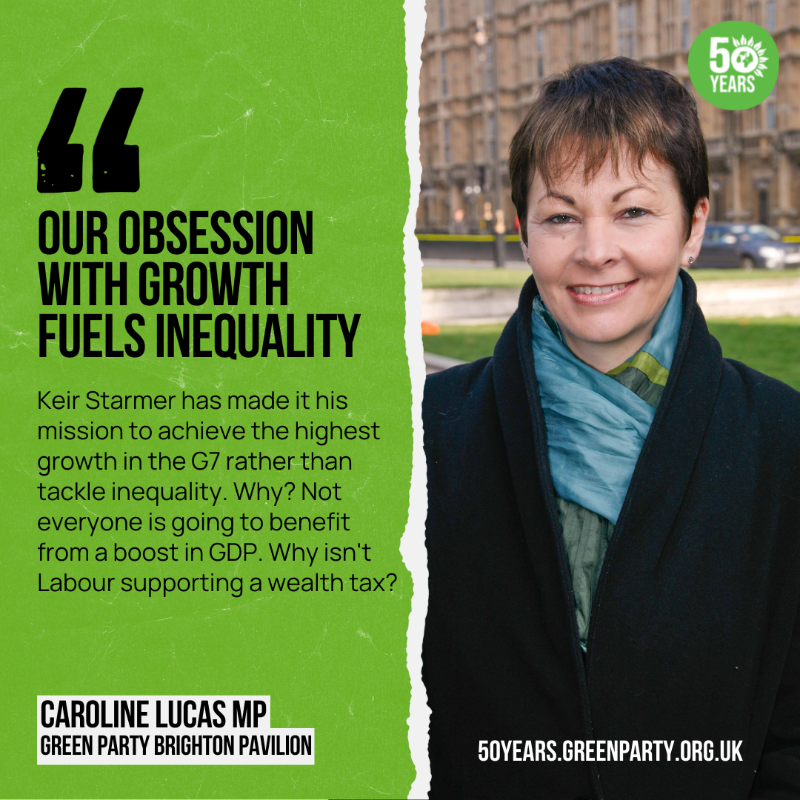 TheGreenParty's tweet photo. Jeremy Hunt's budget was touted as a “budget for growth”. 

But Labour too are obsessed with the growth mantra, despite the damage done to people and planet.

Is there an alternative to growth, growth, growth? 👇