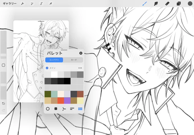1400ありがとうございます顔アップと途中の線画 