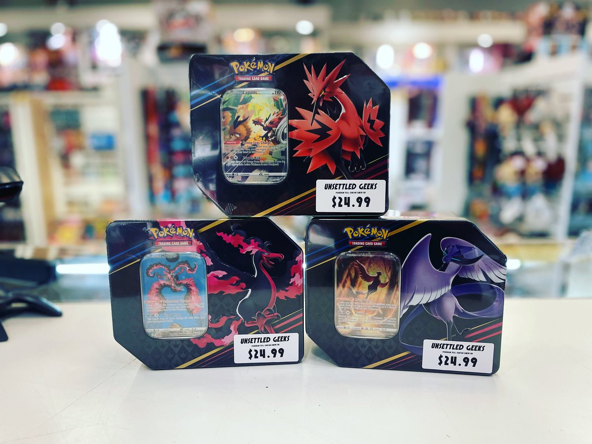 Today brings some new awesome releases.

Stop by Unsettled Geeks and pick up your Crown Zenith Tins today!

Geek Out with Unsettled Geeks.

#pokemontcg #crownzenith #unsettledgeeks