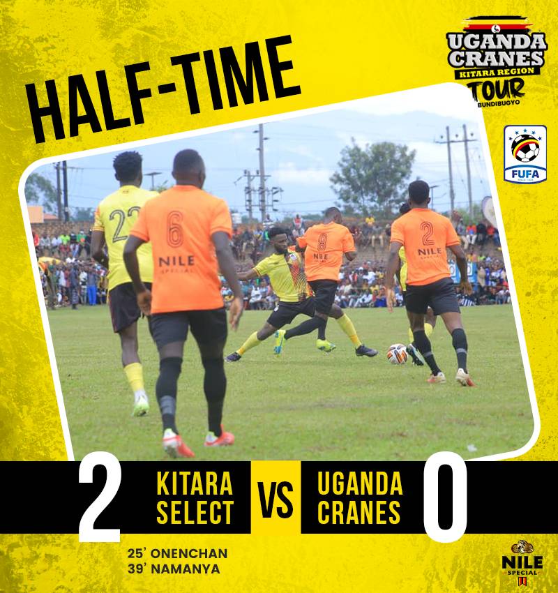 #UgandaCranesRegionalTours
The Hosts in The Lead At The Break

|HT|
Kitara Select 2-0 Uganda Cranes
Ivan Onechan ⚽
Namanya Norman ⚽

Christ School, Bundibugyo
#Toorosports