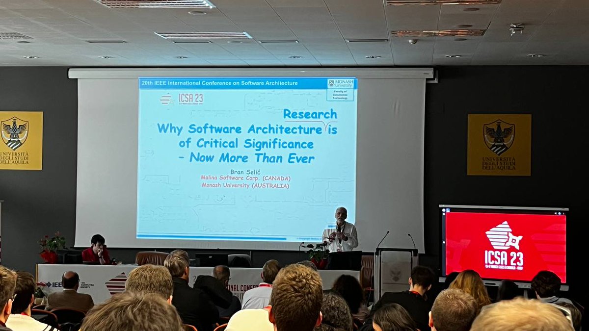 ICSAconf's tweet photo. Bran Selic starting is keynote at #ICSA23 https://t.co/7kOILunIQw
