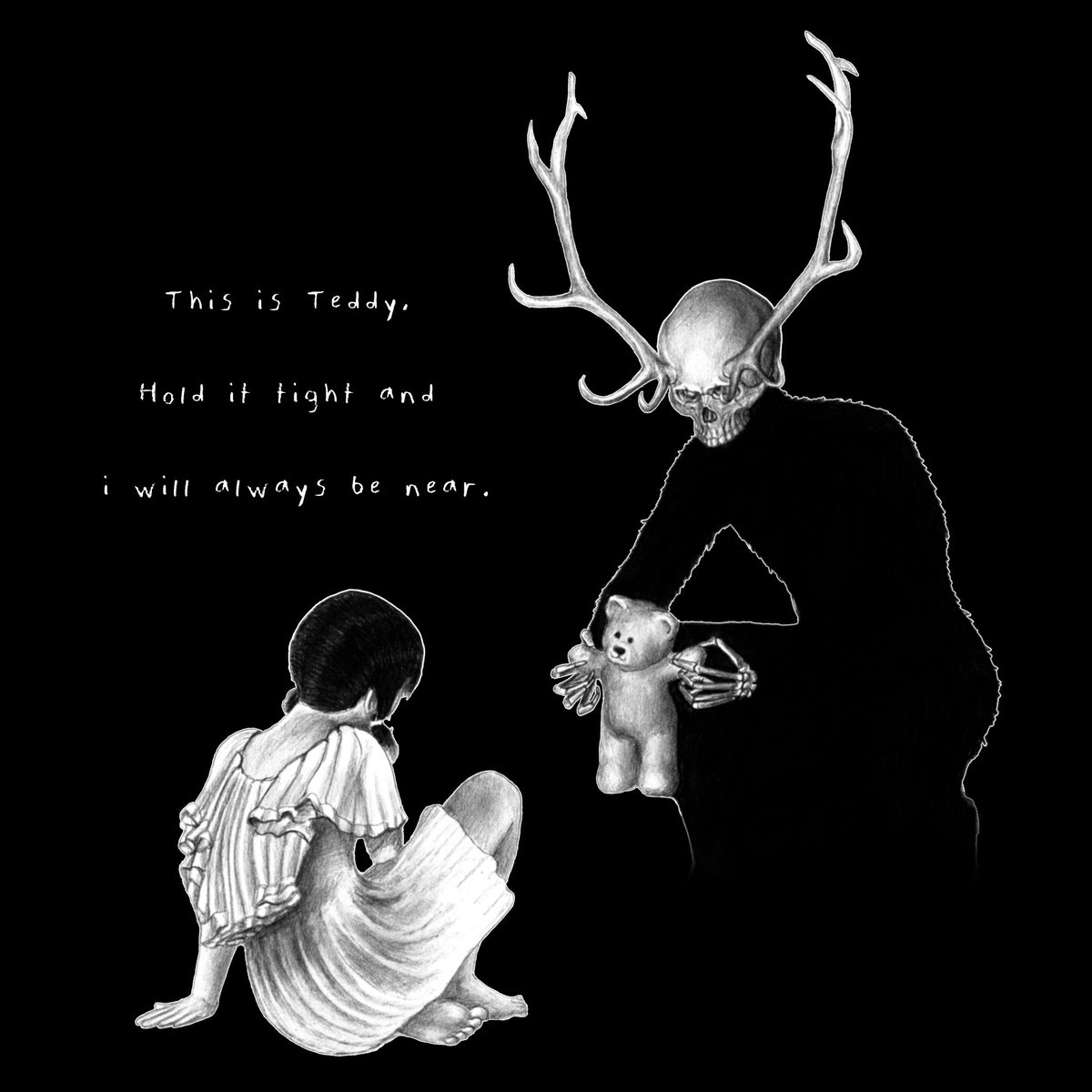 skullstrange's tweet photo. This is Teddy.
 #skull #darkartists #teddy #drawing #antlers https://t.co/fb3UTk8Wg0