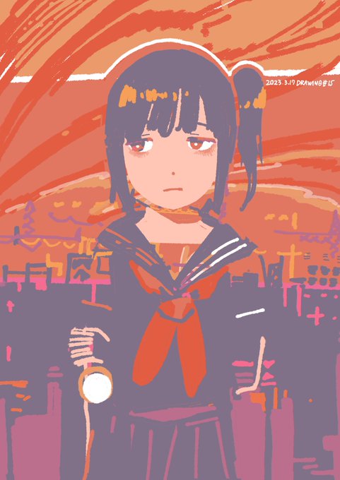 「bangs orange sky」 illustration images(Latest)