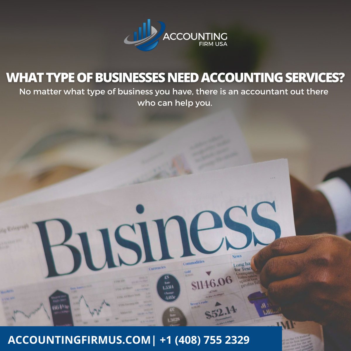 No matter what type of business you have, there is an accountant out there who can help you.

For More Info:
🌐 accountingfirmus.com
📧 info@bluewaveaccounting.com
📱 +1 (408) 755 2329

#businesses #bookkeeping #accountingservices #bookkeepers #US #accountingfimus