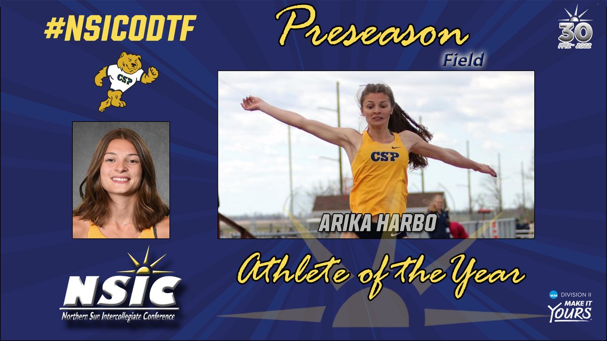 NorthernSunConf's tweet photo. Congrats to #NSICODTF Preseason Field Athlete of the Year; Arika Harbo of @CSPBears 

Full Release at: https://t.co/e5CvwoNeI2 https://t.co/uKAHCbRzxL