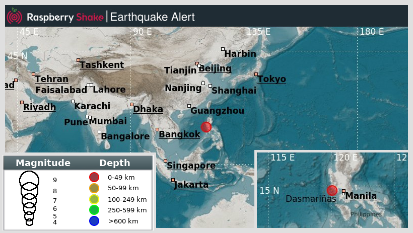 raspishakEQ's tweet photo. Preliminary M5.1 #Earthquake
ID: #rs2023fiteol
20km/12miles from #Morong, in #Luzon,Philippines
2023-03-17 13:56 UTC
@raspishake network
Join the largest #CitizenScience #seismograph community โก https://t.co/Y5O0dgJqJF
EVENT โก https://t.co/icUNfQf5yJ https://t.co/aoBDwknCrV