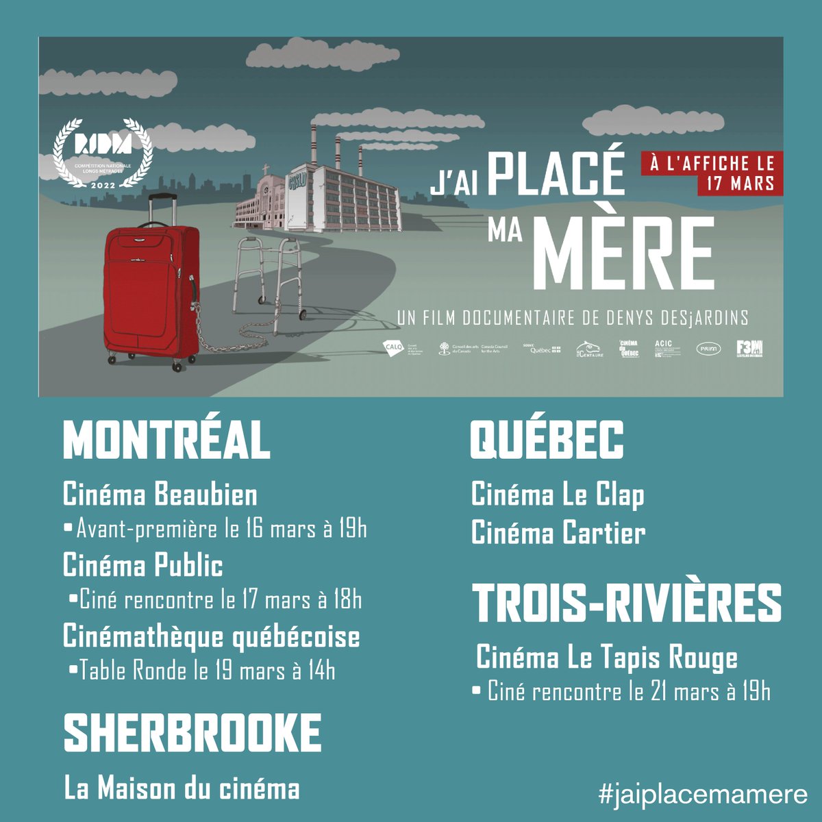 “Une œuvre de mémoire nécessaire pour toutes les familles” - 7,5/10 <a href="/LP_LaPresse/">La Presse</a>  

Denys Desjardins et sa sœur Maryse sont prêts à tout pour prendre soin de leur mère🎥

🧳🏢J’AI PLACÉ MA MÈRE de Denys Desjardins est présentement au cinéma

ouvoir.ca/2022/j-ai-plac…