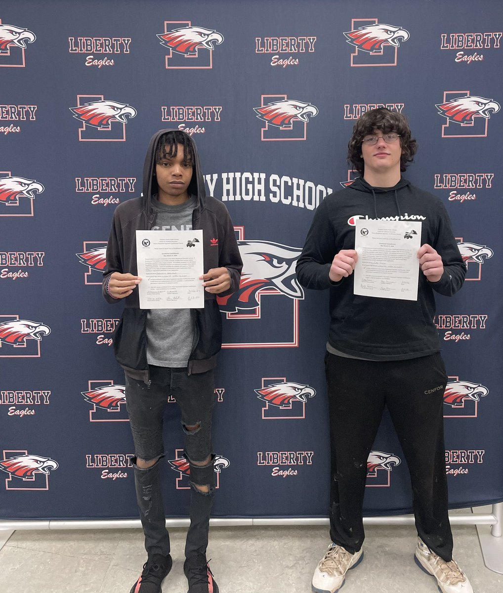 LHSCareerCtr's tweet photo. Congrats to Nate and Cody on getting accepted to the LRCC Heavy Equipment Program! Here’s to a future of strength, skill, and success! We are so proud of you both! 🦅🎓 @laurelridgeedu #LHSEaglesCslg #LHSEagles https://t.co/9xOI6rt6GL