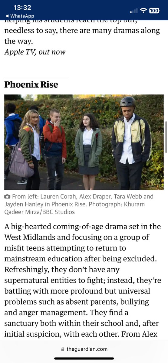 Thank you @guardian for picking #PhoenixRise as one to watch next week.
