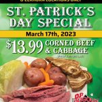 Happy St. Patrick's Day! 🍀😁🍀 DJ's Bellevue, Plattsmouth, &amp; Elkhorn locations ONLY will be serving Corned Beef &amp; Cabbage for only $13.99 today, March 17th! While supplies last! 