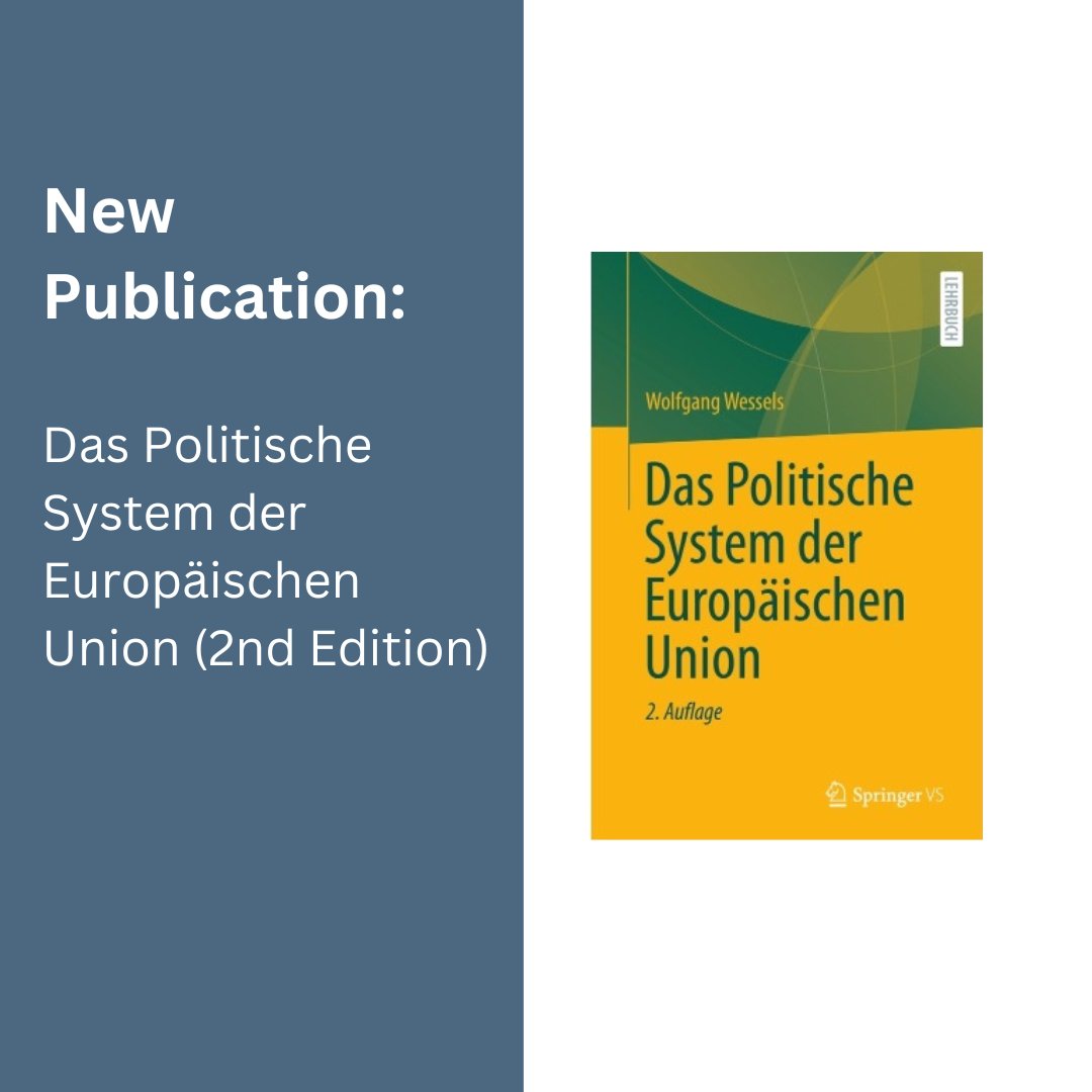🎉📚 Gladly we announce that Professor Wessels textbook "Das Politische System der Europäischen Union" was published for a second edition!
➡️Find the book here: link.springer.com/book/10.1007/9…