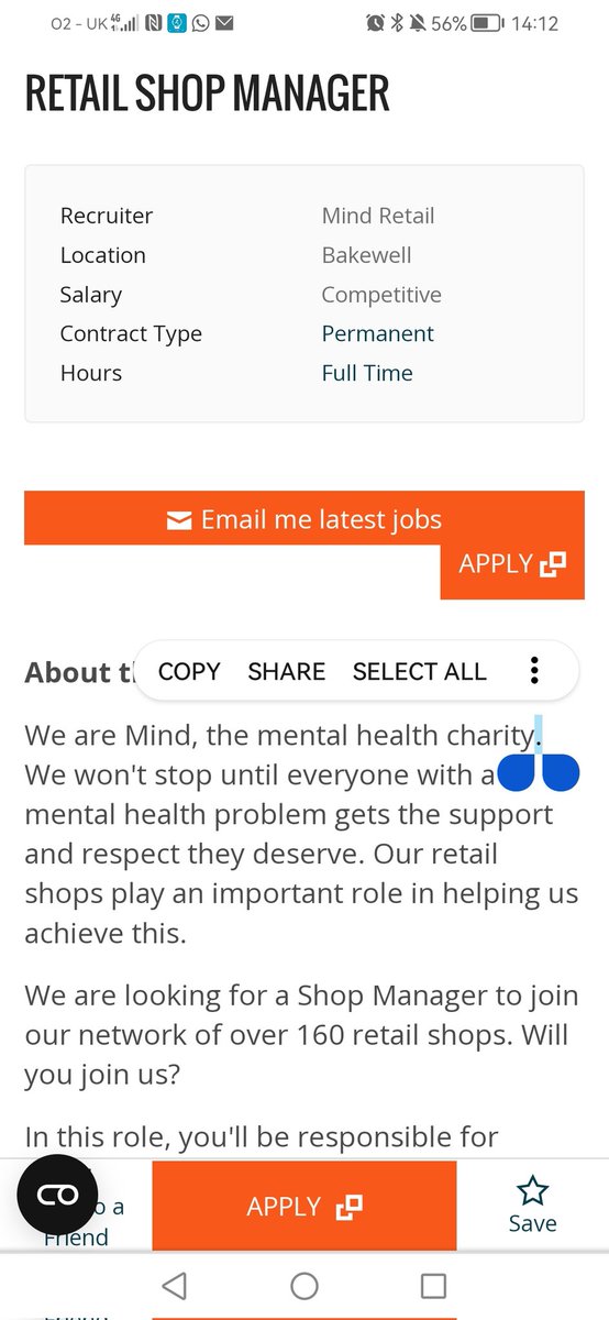 Thinking about a change in career?! Look no further! Our friends at Mind Bakewell are looking for a new store manager and you could be the person! Apply on fish4jobs!! #jobopportunities #mindbakewell#charityshop #MentalHealthAwareness #mymindshop
