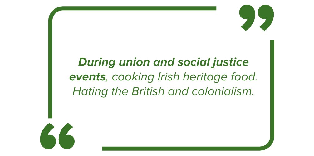 ChangePolls's tweet photo. Happy St. Patrick's Day! ☘️🇮🇪

In celebration, a 🧵 of some of our favorite responses to an open-ended question from our Irish Americans poll for @GIHNYU:

In what situations do you feel most Irish? https://t.co/l4aoF1QdSX