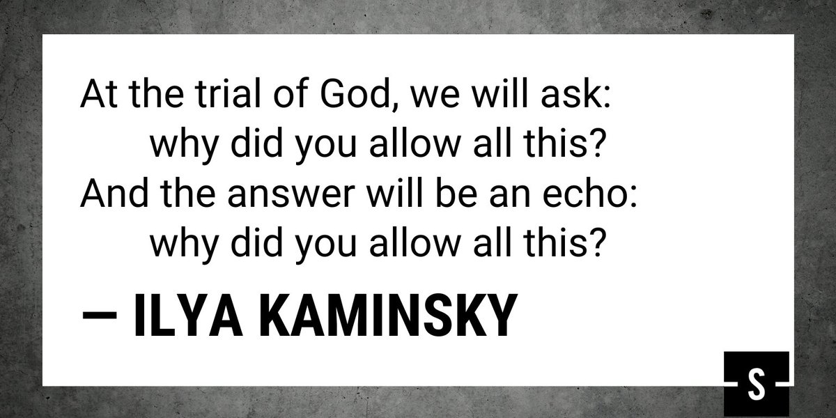 “Today’s poem is from a sequence of poems about a town that has been invaded by an occupying force,” shares guest host Jason Schneiderman @kafkaboy. Today’s poem is “A City Like a Guillotine Shivers on Its Way to the Neck” by Ilya Kaminsky @ilya_poet