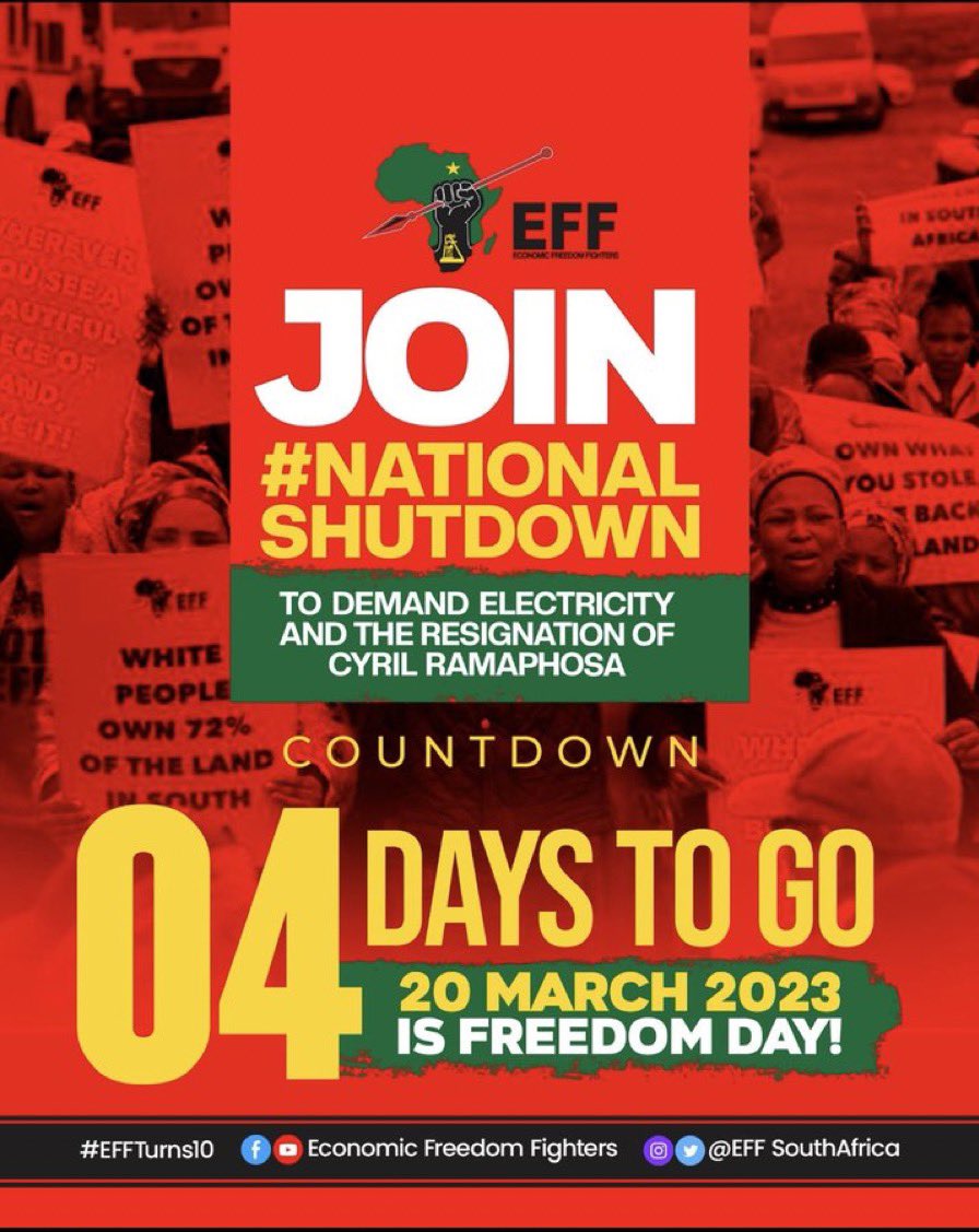 We're tired of loadshedding, Corruption and high rising of everything in SA #RamaphosaMustGo #NationalShutdown