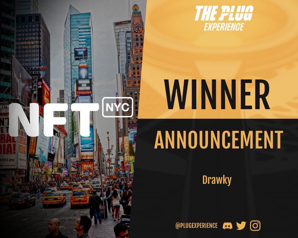 PlugExperience's tweet photo. Pluggerz. Our NFT NYC raffle is over ๐ฝ๐
Big Congratulations to @Drawky23 for winning a fully paid trip to one of the biggest NFT events out there๐โจ
Join our Discord and get ready for our next raffle๐
https://t.co/y0QqujdNO2
#PlugExperience https://t.co/npW26kTjCc