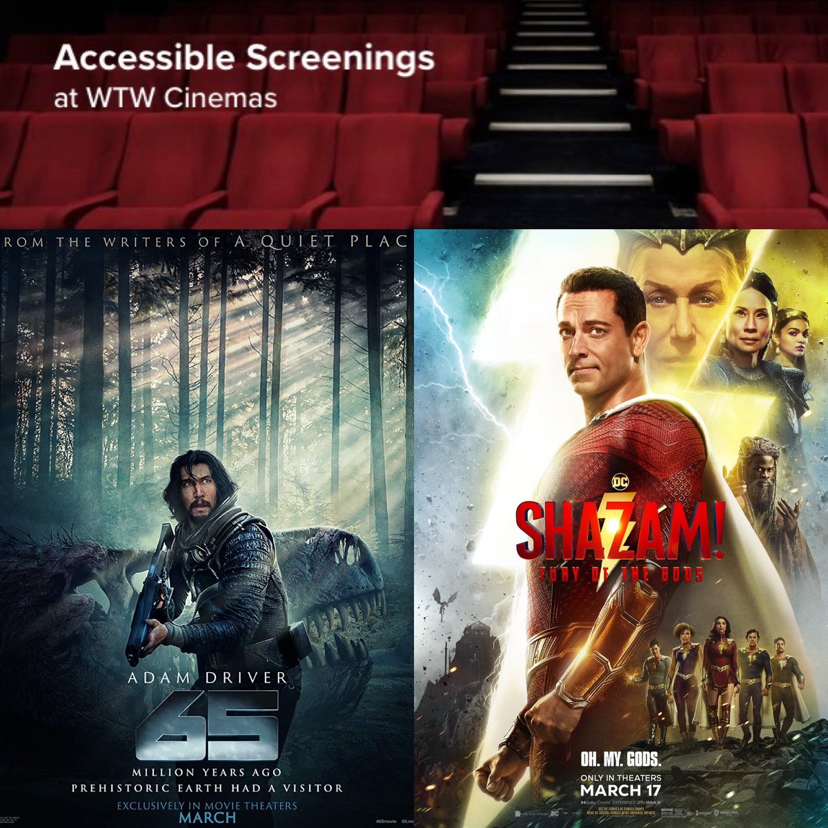 WTW_PlazaTruro's tweet photo. Subtitled Screenings!
Our subtitled screenings include 65 (12A) & SHAZAM! FURY OF THE GODS (12A)…
🎟️Book NOW! https://t.co/dckqHUUXFs
#subtitledscreening https://t.co/Y8IhL4CDRU