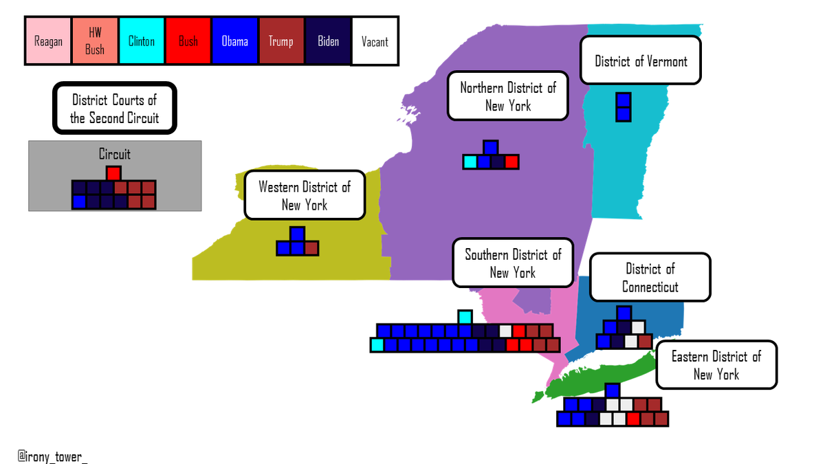 irony_tower_'s tweet photo. Updated map of the federal courts now that Biden's 117th federal judge is confirmed.

1/3 https://t.co/zVifScrP9l