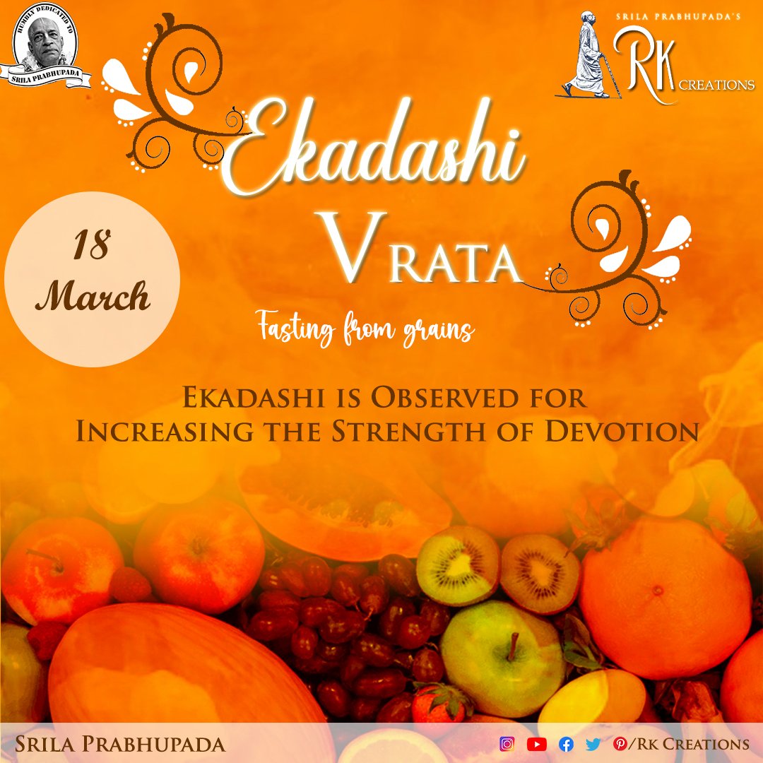 Tomorrow - 18 March 2023, is PAPAMOCHANI EKADASHI. Fasting from Grains.

#HareKrishna #SrilaPrabhupada #Ekadeshi #ekadashi #ekadashireminder #Krishna #Fasting #Tomorrow #Divine #RK_Creations @DBhagvadgita @india_iskcon @HDGquotes