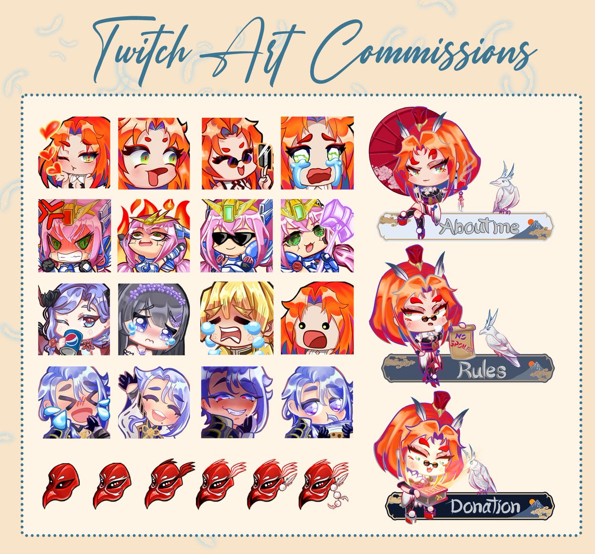 hibaritengu's tweet photo. 📢In need of commissions ASAP!📢

I am in a tough spot this month and I appreciate anyone who could spread the news and check out my portfolio https://t.co/dTcoGJtaya

P.S. I know I such at this bird app, but please don't let this flop 

#twitchemotes #emoteartist #VTuberUprising https://t.co/Tgr912ol5L