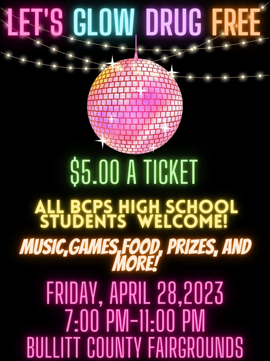 We're having a party with 1,000 of our closest friends! Tickets will go on sale the week after Spring Break! #letsglowdrugfree #bcpip #bcps