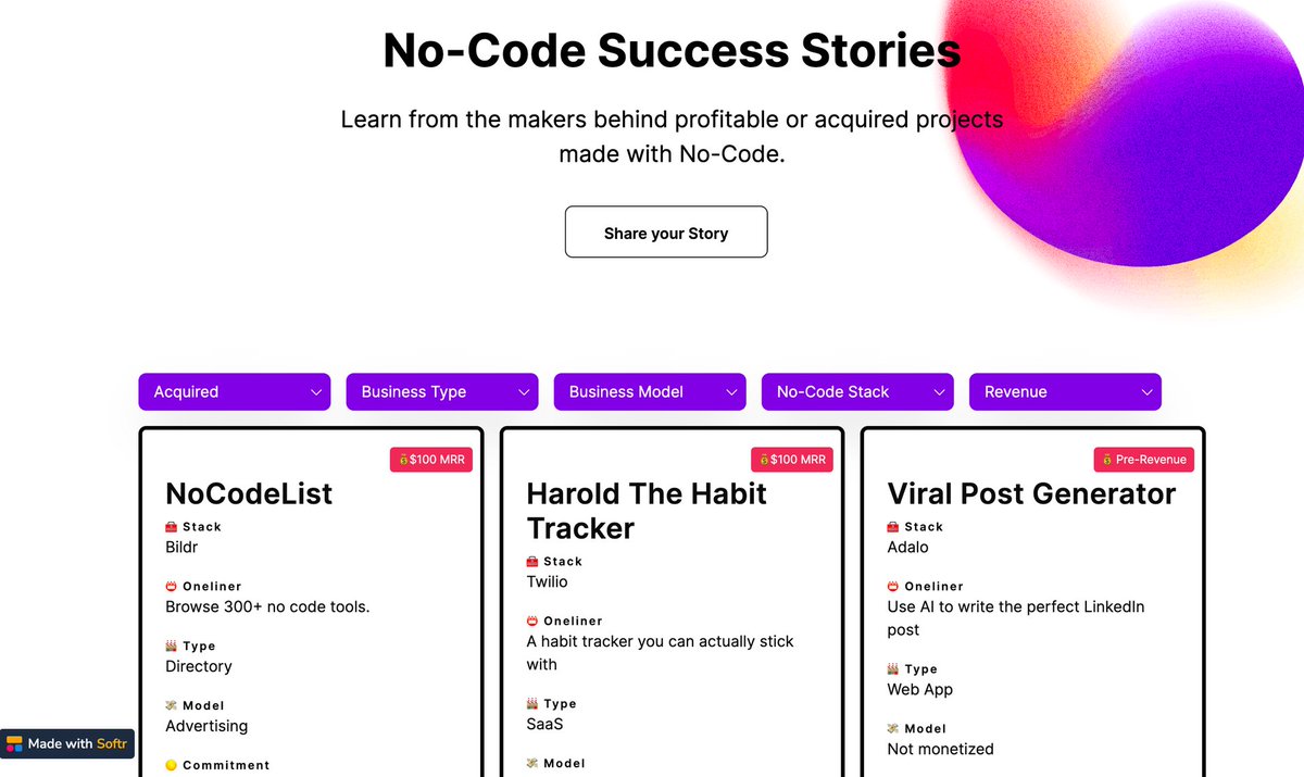 Let's finish this week with awesome inspiration!

👇

Read nocode-exits.com with tons of interesting stories of profitable or sold no-code startups. Maybe yours will be the next one 😌

💛 Curated with love and care by <a href="/kattrisen/">Katt 💎buildthekeyword.com</a>.