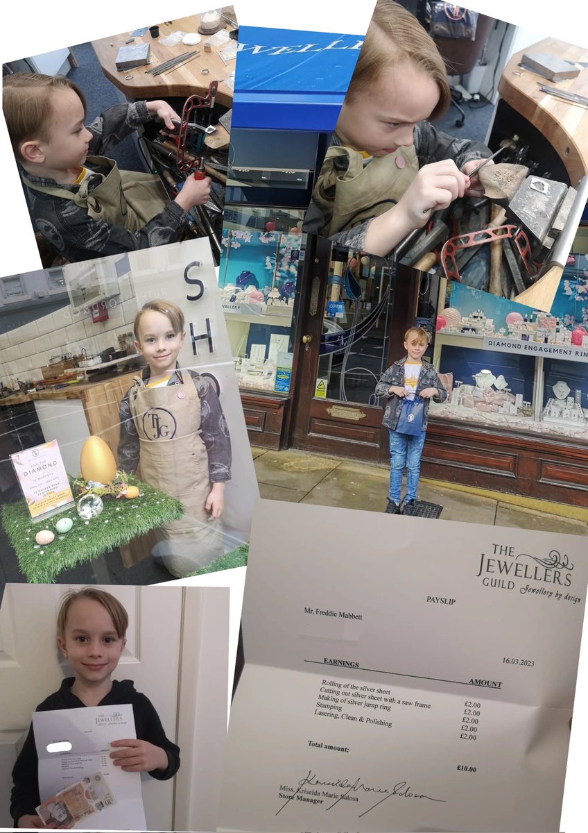 Mabbs83's tweet photo. @Hadrian_Park #HPPS3BGeniusGiraffe we were joined by handy little helper yesterday at The Jewellers Guild in Morpeth..helping in the workshop &amp; made a mother's day present for his Mam.... He also picked up his first payslip.... Don't spend it all at Once!! ££££ https://t.co/ACEb0PAUe4