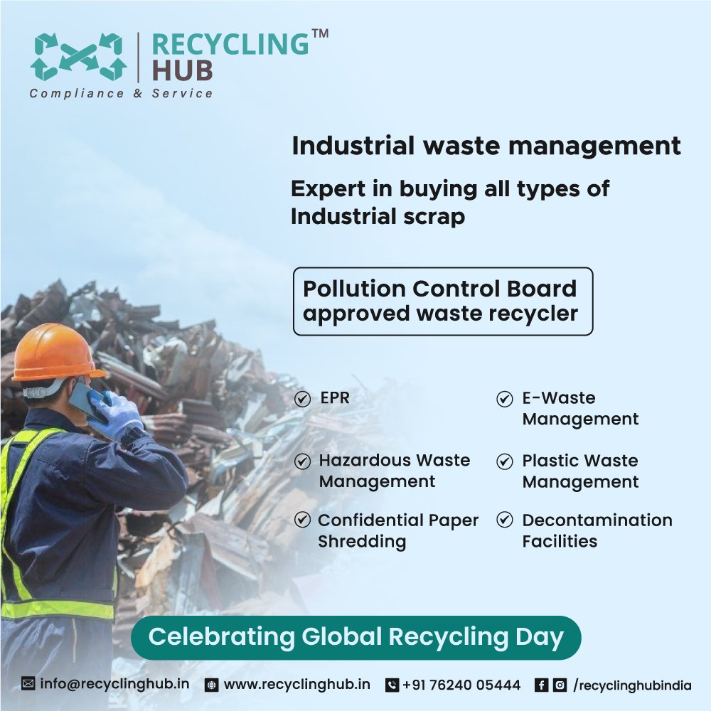 As #IndustrialWasteManagement experts, we buy all types of industrial scrap and recycle it. This #𝐆𝐥𝐨𝐛𝐚𝐥𝐑𝐞𝐜𝐲𝐜𝐥𝐢𝐧𝐠𝐃𝐚𝐲, drive towards a greener side by choosing 𝐑𝐞𝐜𝐲𝐜𝐥𝐢𝐧𝐠 with us! 

#RecyclingHub #GPCBauthorized #GlobalRecyclingDay2023 #Ahmedabad