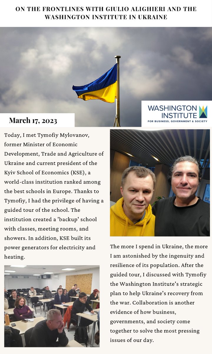 Please check out the Institute's Fellow, Dr. Giulio Alighieri's log on his visit to <a href="/kse_ua/">Kyiv School of Economics</a> observing how students continue their studies amid the war.

#business #government #society #shapingtheworldtogether #ukrainecrisis #ukrainerussiawar #humanitarianwork  
#ukraine #security