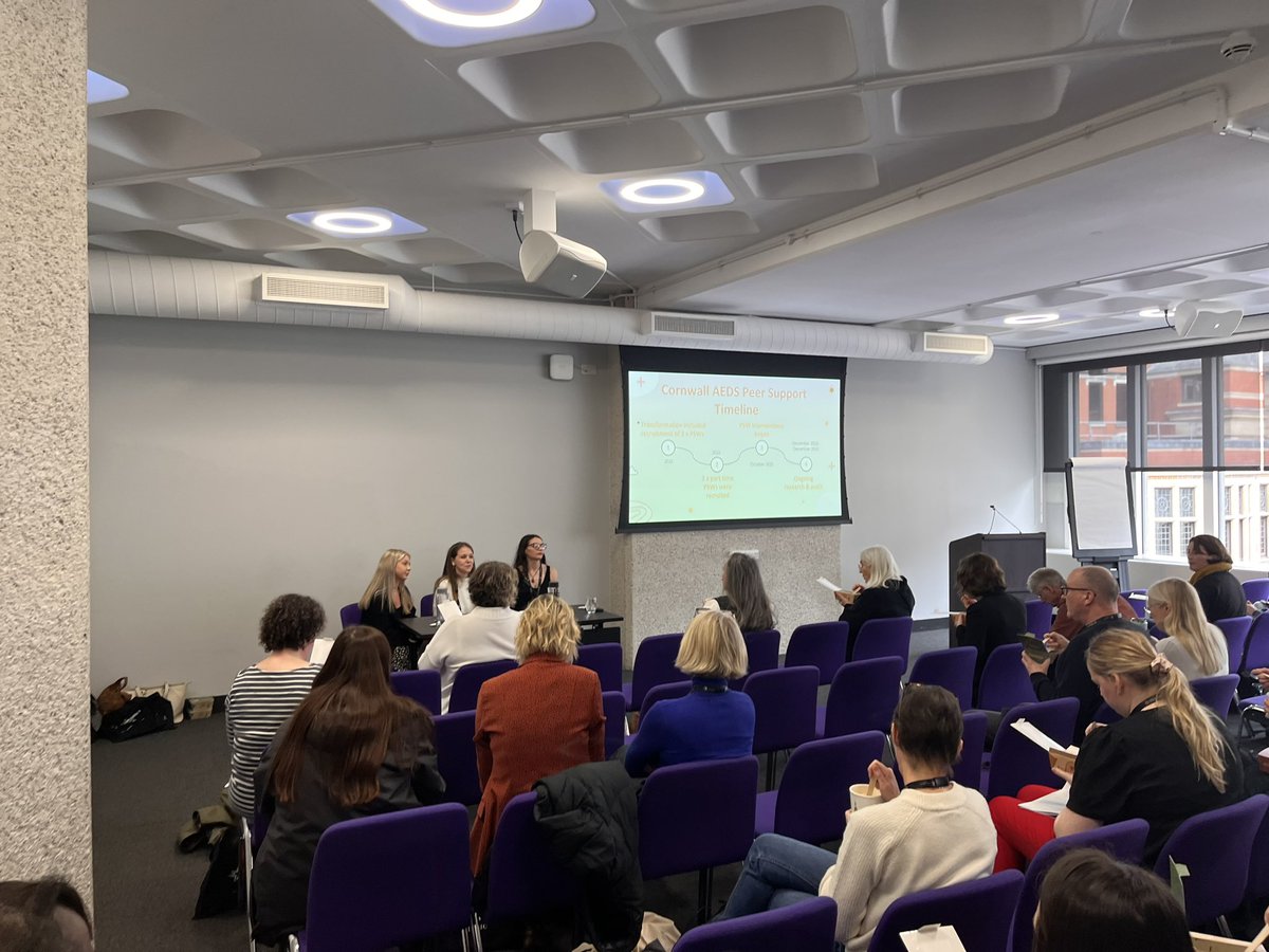CornwallEds's tweet photo. Beautifully delivered and interesting workshop: “Is a problem shared a problem halved? Exploring peer support work in a community eating disorders service” -  facilitated by our very own Anna Jones, Lucy Shephard &amp; Demi Helyer #LEDC2023 #LEDC #cornwallft https://t.co/0yOyS76LZH