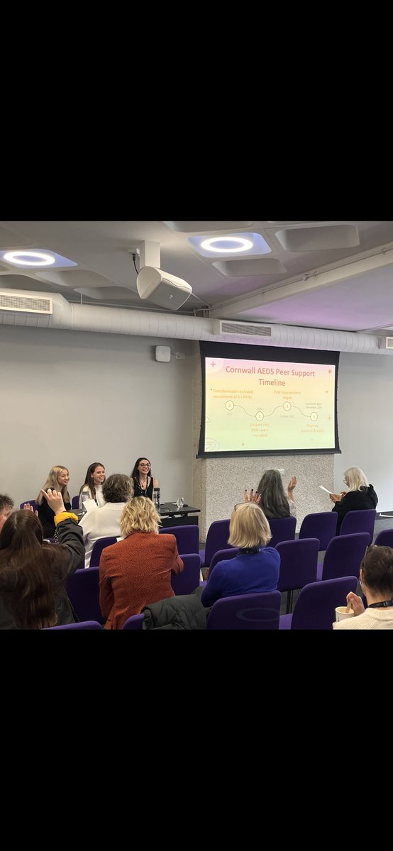 CornwallEds's tweet photo. Beautifully delivered and interesting workshop: “Is a problem shared a problem halved? Exploring peer support work in a community eating disorders service” -  facilitated by our very own Anna Jones, Lucy Shephard &amp; Demi Helyer #LEDC2023 #LEDC #cornwallft https://t.co/0yOyS76LZH
