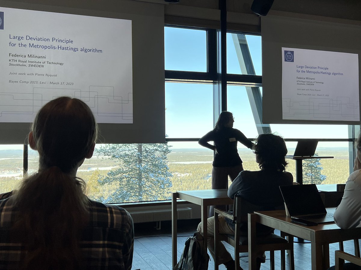 Federica Milinanni (@fedemilinanni) on Twitter photo Just presented my research work on Large Deviations for Metropolis Hastings (joint work with <a href="/PierreNyq/">Pierre Nyquist</a>, soon on arXiv) at <a href="/bayescomp/">BayesComp 2023</a>. Thanks to the organisers for such a nice conference! Just presented my research work on Large Deviations for Metropolis Hastings (joint work with <a href="/PierreNyq/">Pierre Nyquist</a>, soon on arXiv) at <a href="/bayescomp/">BayesComp 2023</a>. Thanks to the organisers for such a nice conference!
