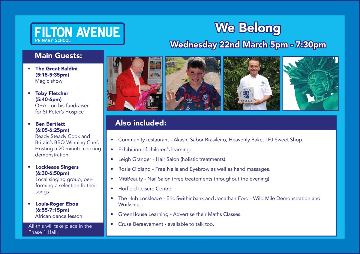 FiltonAve's tweet photo. Please see the attached poster regarding our community event, 'We Belong', on Wednesday 22nd March: https://t.co/OEgPr7tKNR